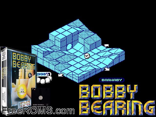 Bobby Bearing (UK) (1986) [a1] Amstrad CPC game showing 3D box cover and gameplay screenshot